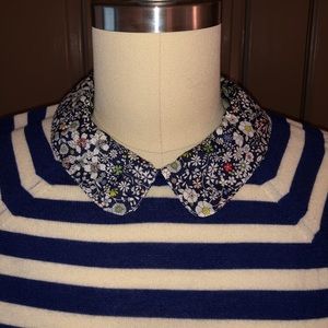 J.Crew sweater with floral Peter Pan collar